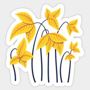 Yellow Geometric Flowers Abstract Art Sticker